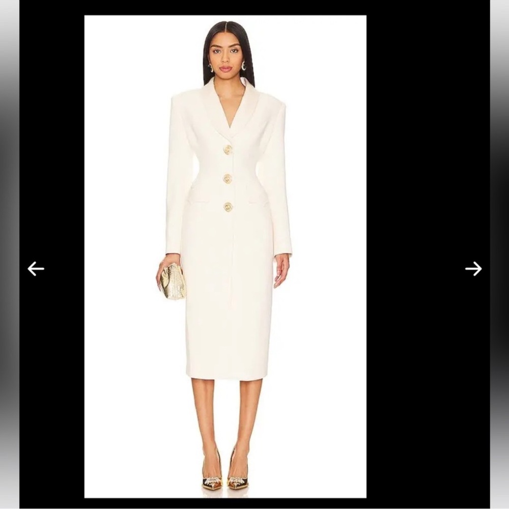 Luxury old money brand NEW Cream Long Jacket - Picture 5 of 7